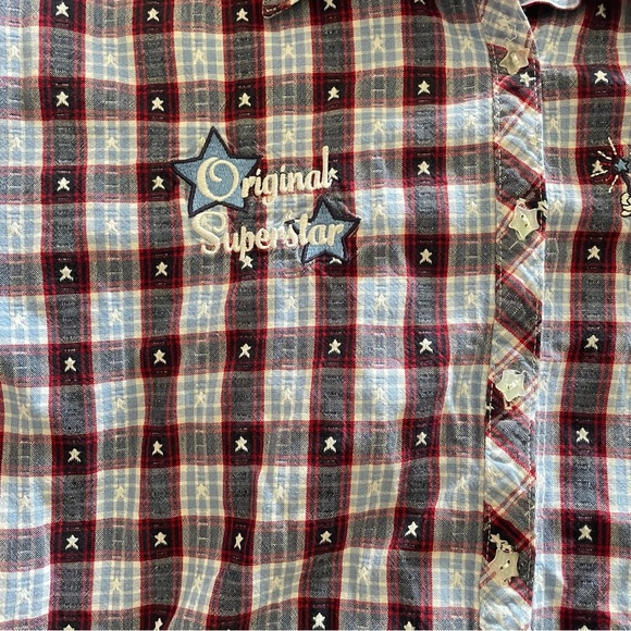 Vintage 90s Disney Mickey Mouse Original Superstar Plaid Button Top - Picture 6 of 7